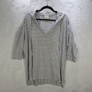 Striped Gray Hooded Tunic Top Size 1X